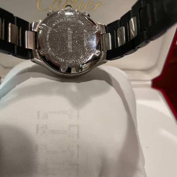 Authentic Cartier Chronoscaph Chronograph Quartz Black Dial Ladies Watch - Picture 3 of 13